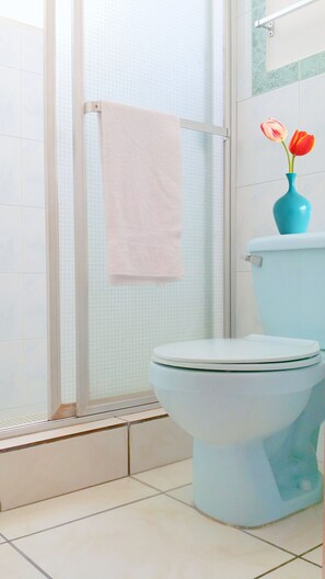 Dreibettzimmer | Badezimmer | Dusche, Handtücher