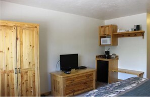 Mini-fridge, microwave, coffee/tea maker