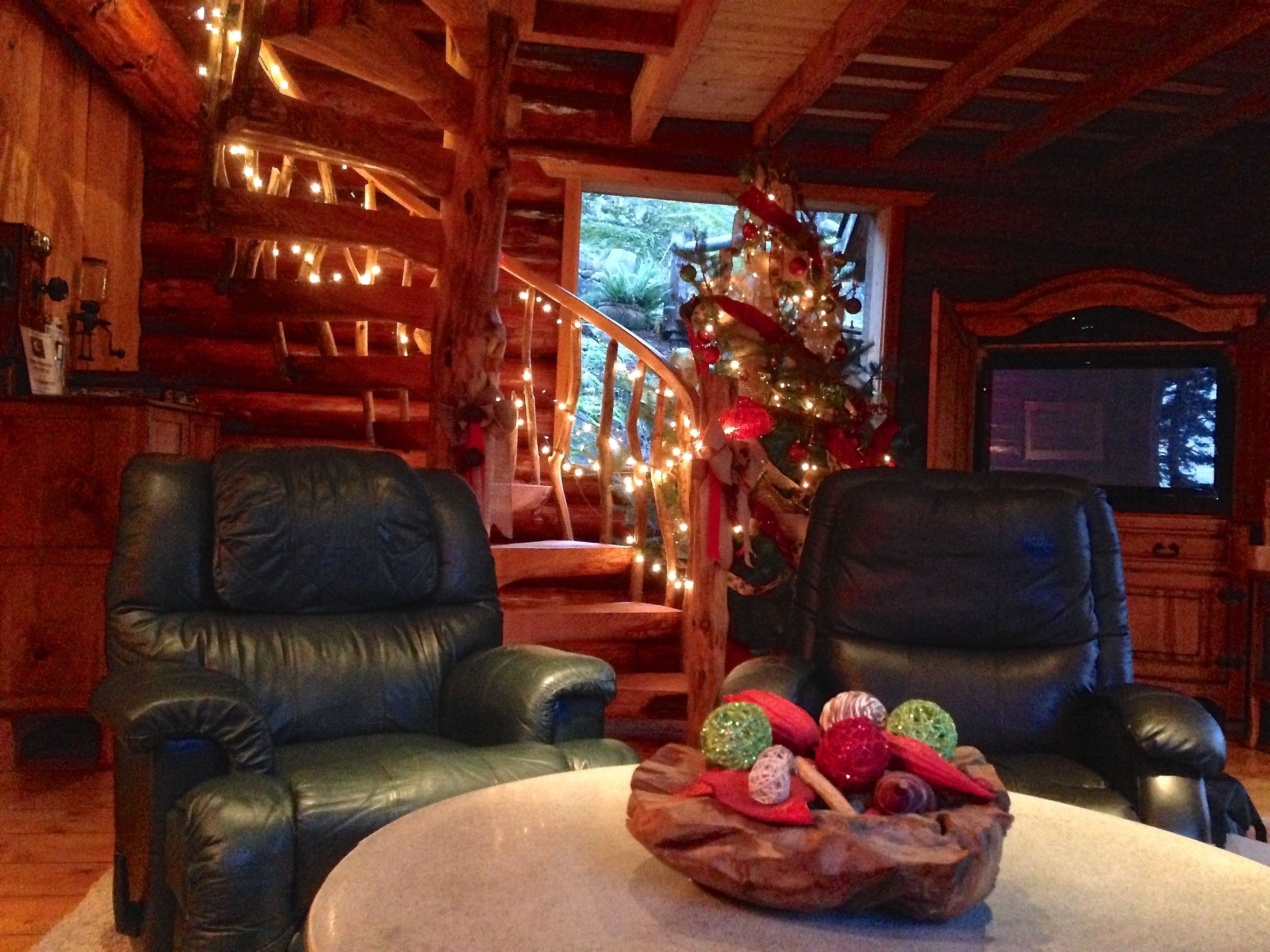 Cabaña tradicional, 3 habitaciones, vista al océano | Sala de estar | Televisión de pantalla plana, chimenea y reproductor de DVD 