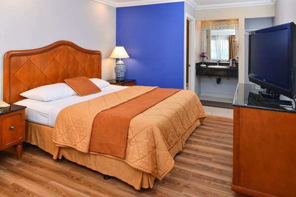 Individually decorated, individually furnished, desk, blackout drapes