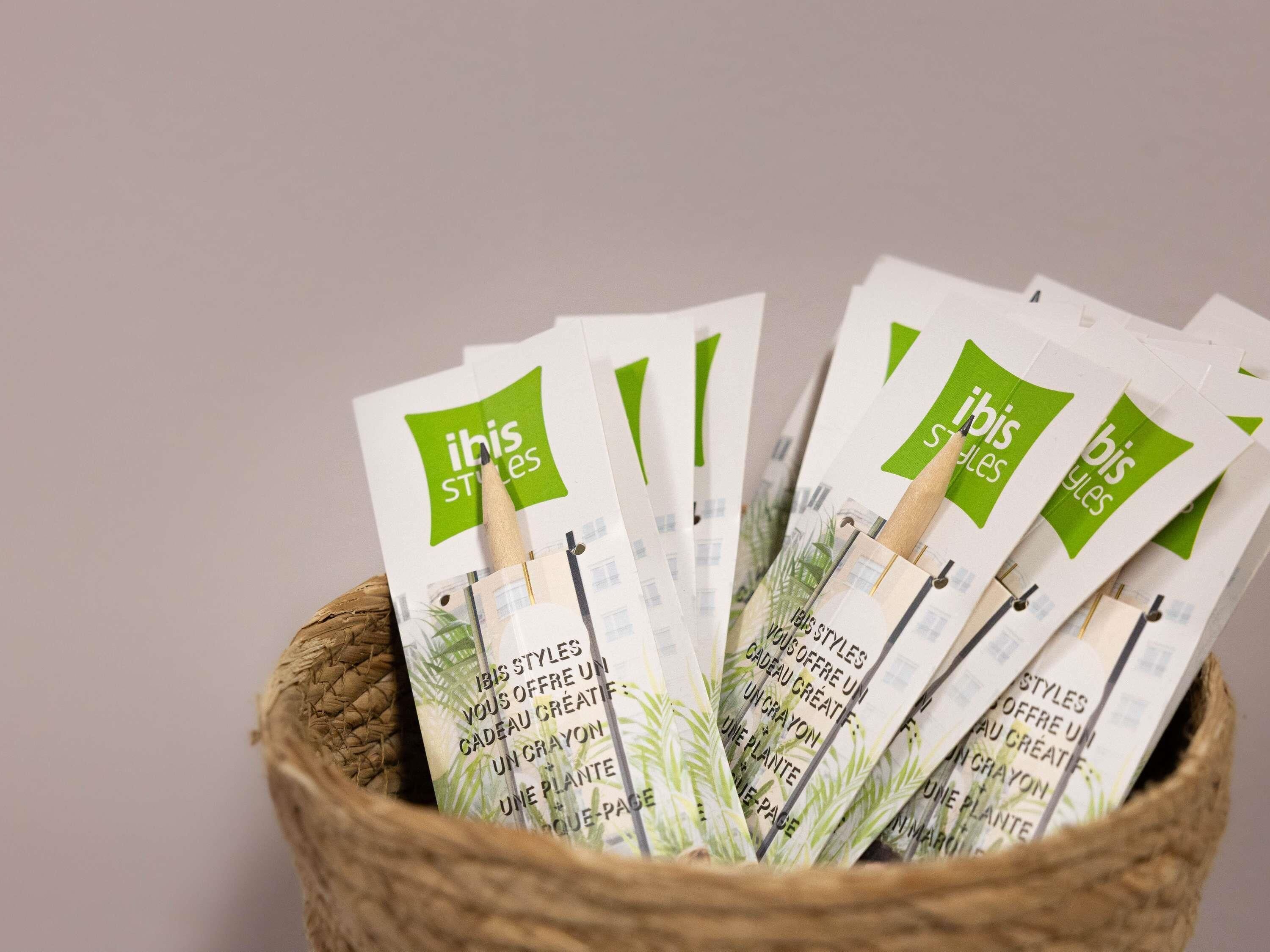 A basket filled with packages labeled 'ibis Styles.'