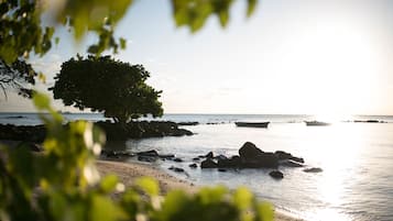 On the beach, white sand