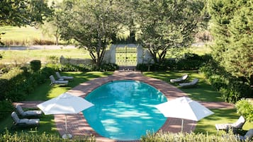 Outdoor pool, pool loungers