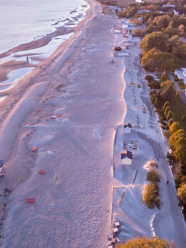 On the beach, white sand