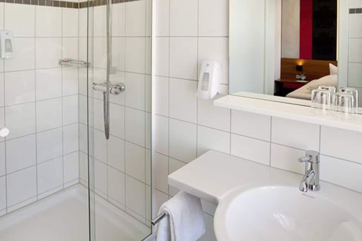 free toiletries, hair dryer, towels