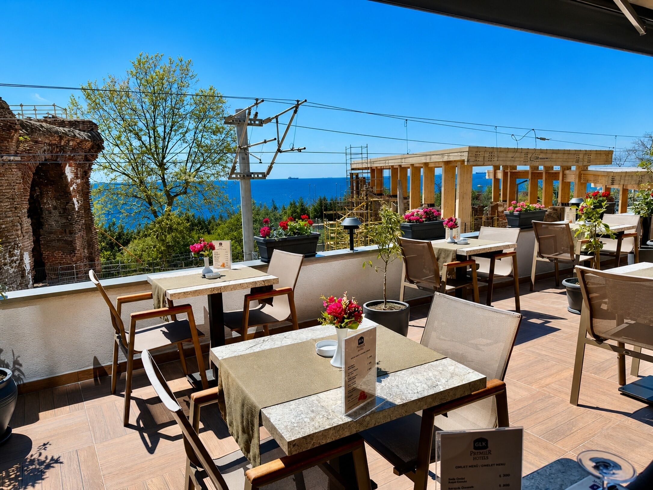 Breakfast, lunch, dinner served; ocean views