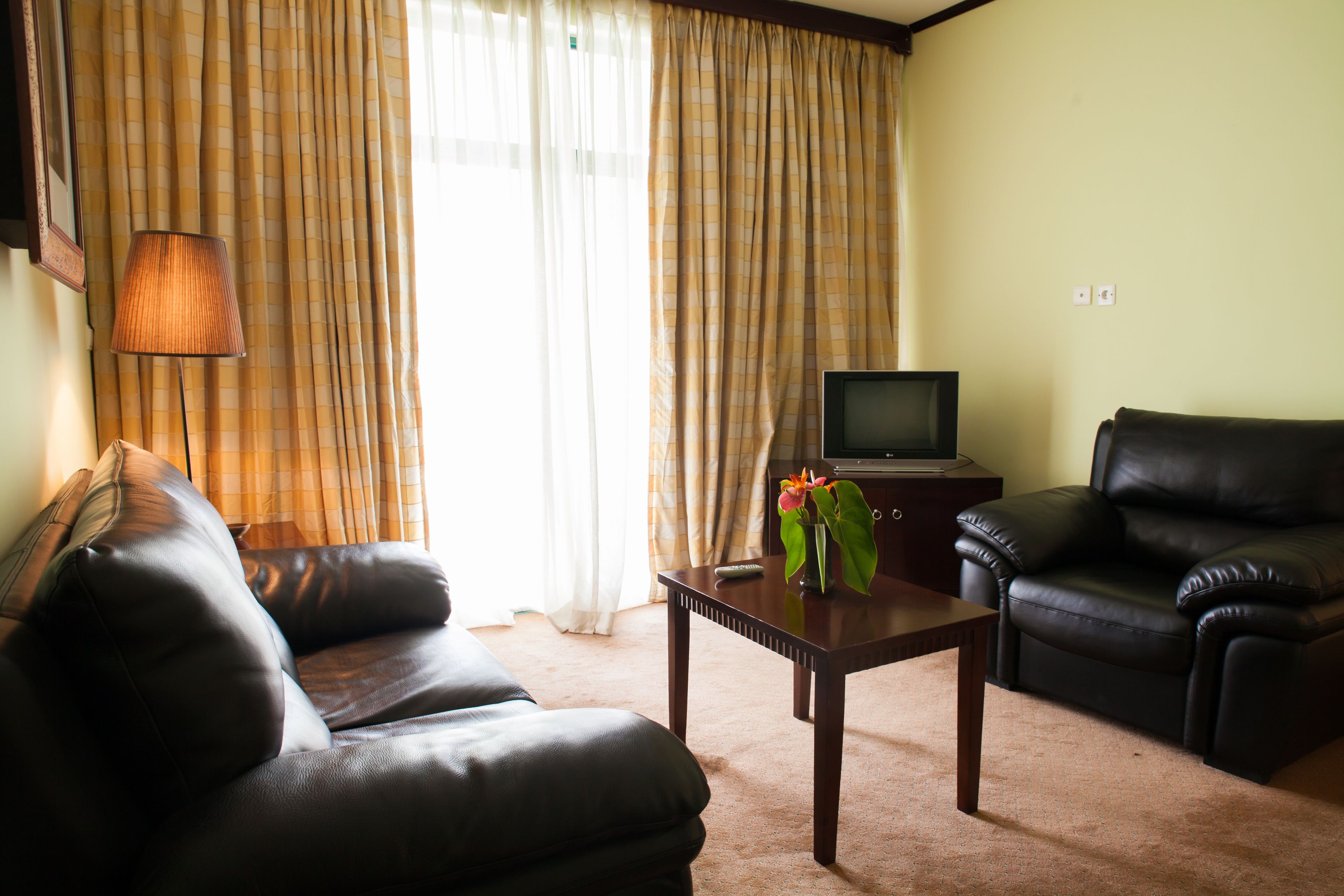 Executive-Suite, 1 Schlafzimmer, Seeblick, Seeseite | Wohnzimmer | 42-Zoll-Flachbildfernseher mit Digitalempfang, Fernseher