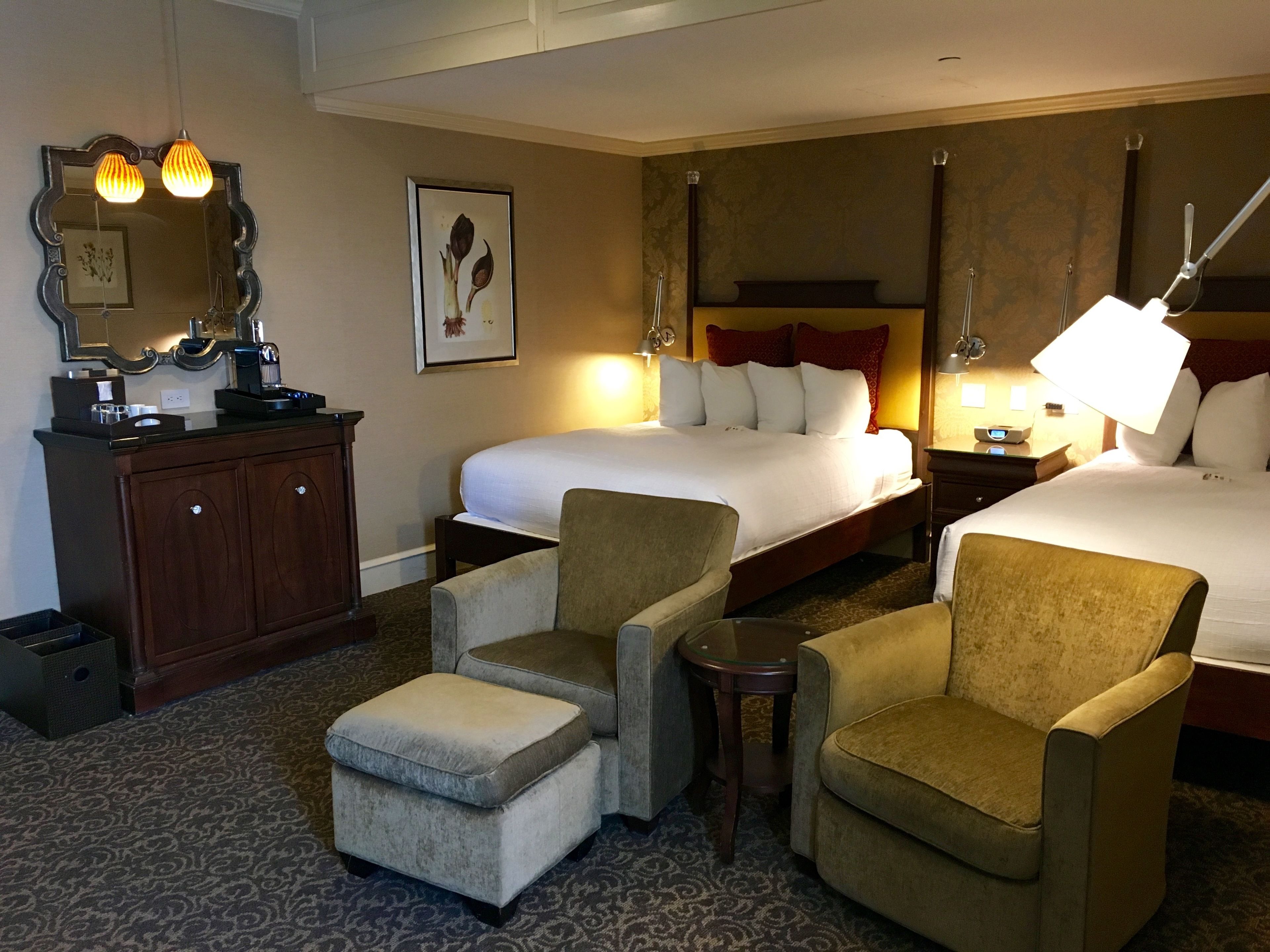 classic room, 2 queen beds | in-room safe, desk, laptop workspace, iron/ironing board