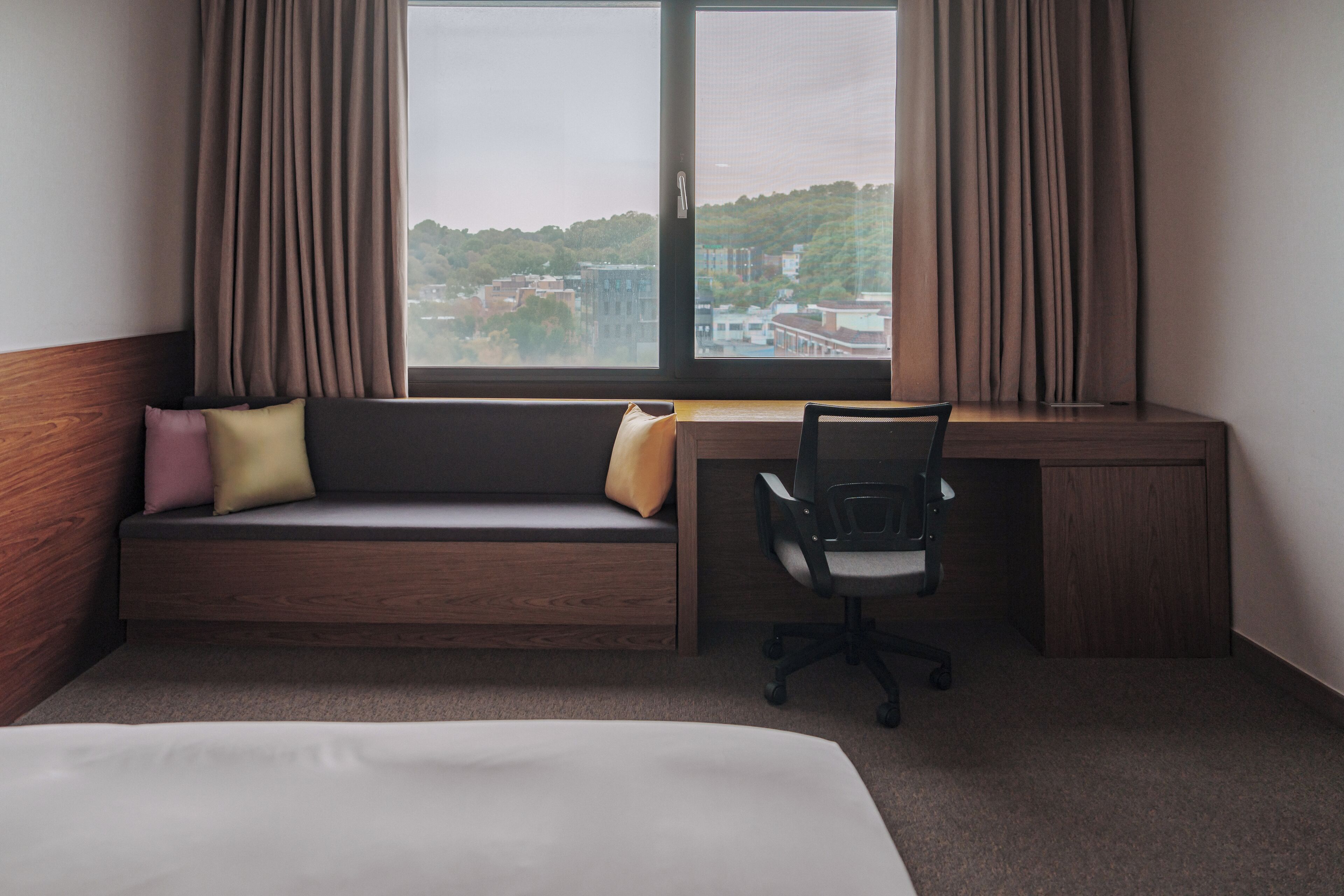 premium bedding, down duvets, desk, soundproofing