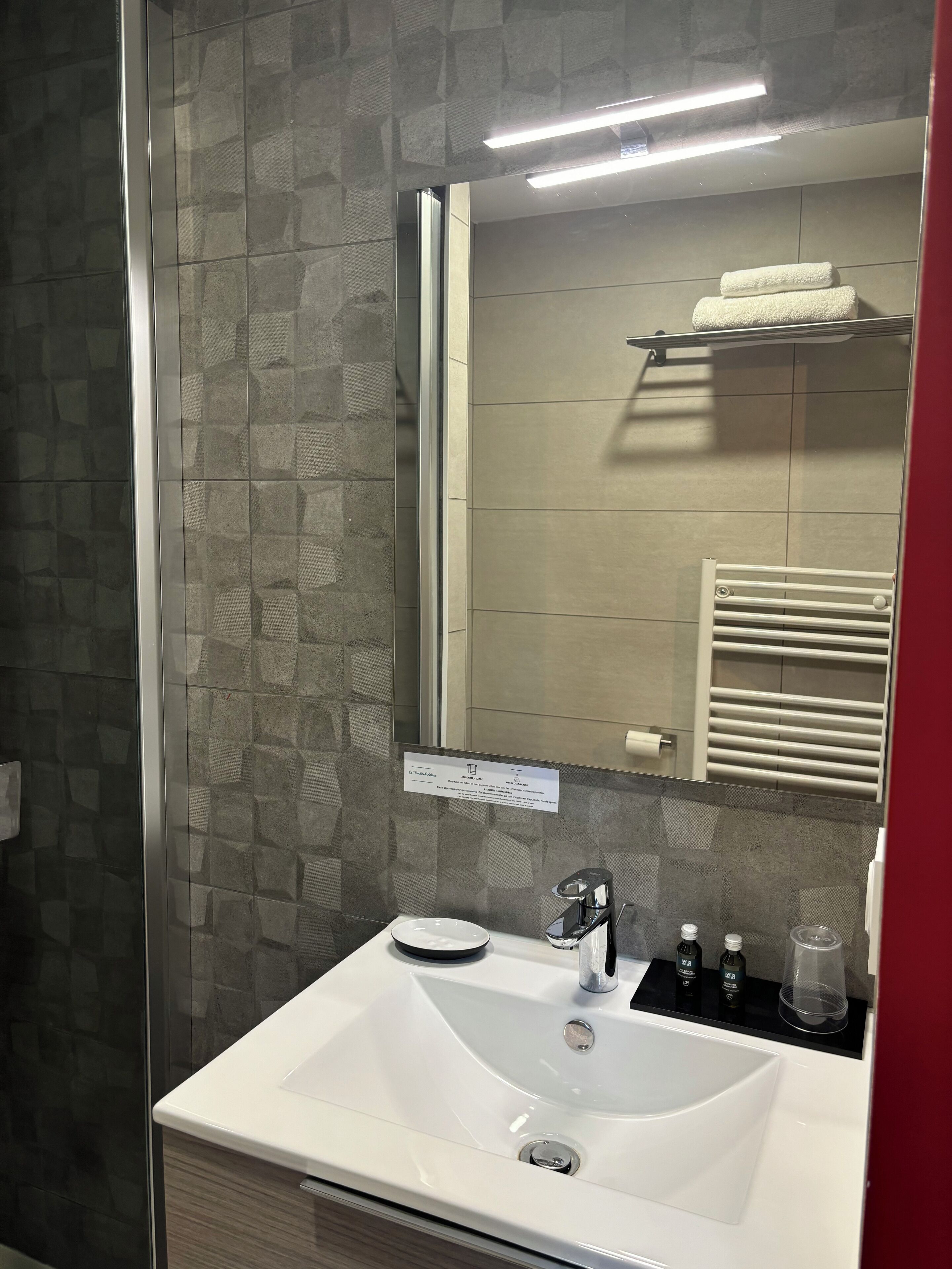 free toiletries, hair dryer, towels