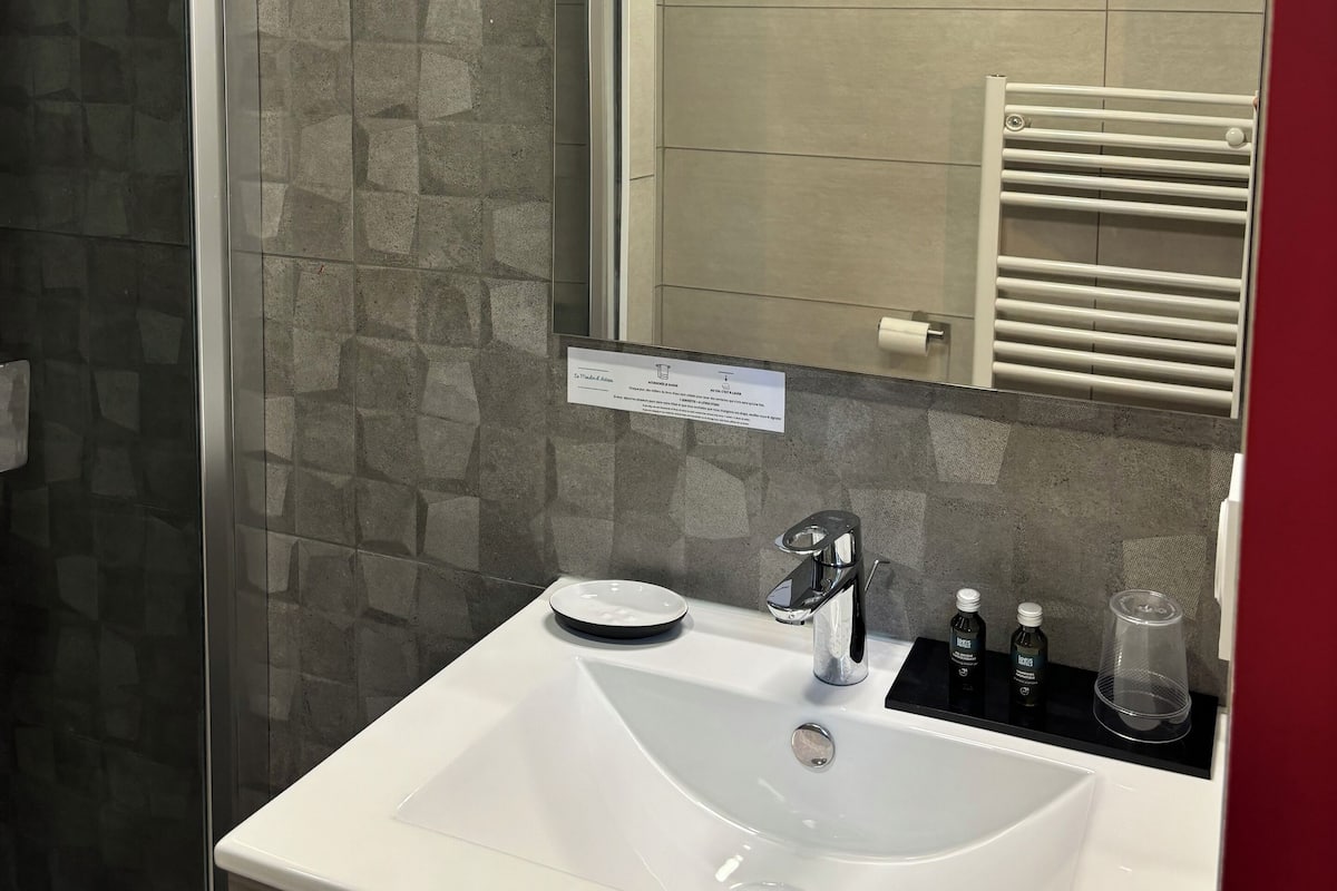 free toiletries, hair dryer, towels