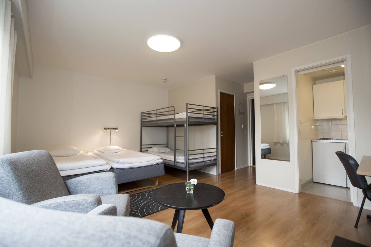 Blackout curtains, free WiFi, bed sheets