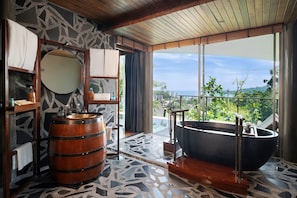 Tent Pool Villas | Bathroom | Separate tub and shower, deep soaking tub, rainfall showerhead