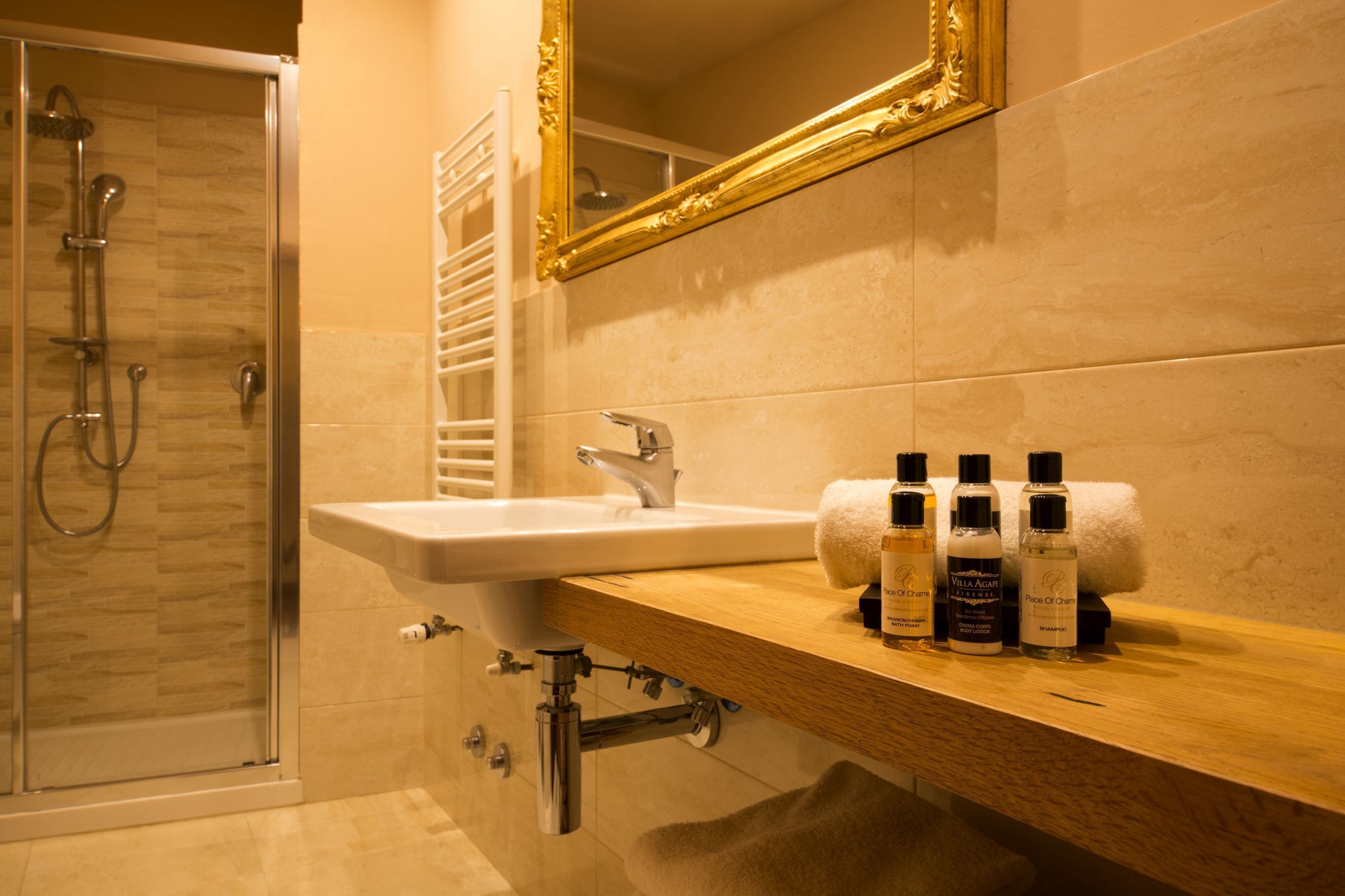 shower, rainfall showerhead, free toiletries, hair dryer