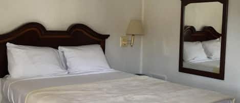 Desk, bed sheets