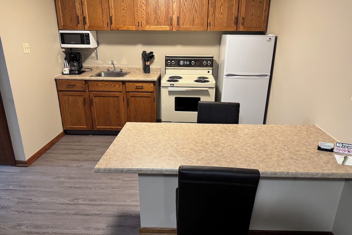 deluxe suite, 2 double beds, kitchen | private kitchen | fridge, microwave, coffee/tea maker, electric kettle