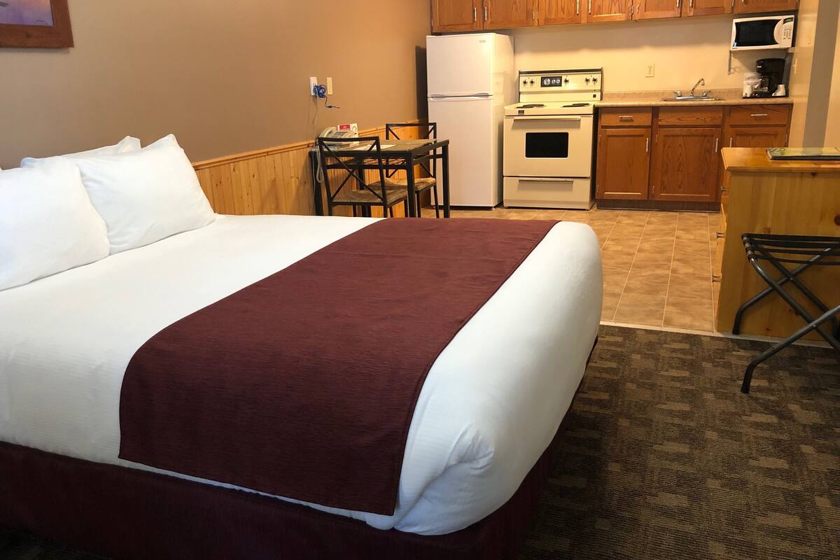 deluxe suite, 1 queen bed (bachelor suite) | private kitchen | fridge, microwave, coffee/tea maker, electric kettle