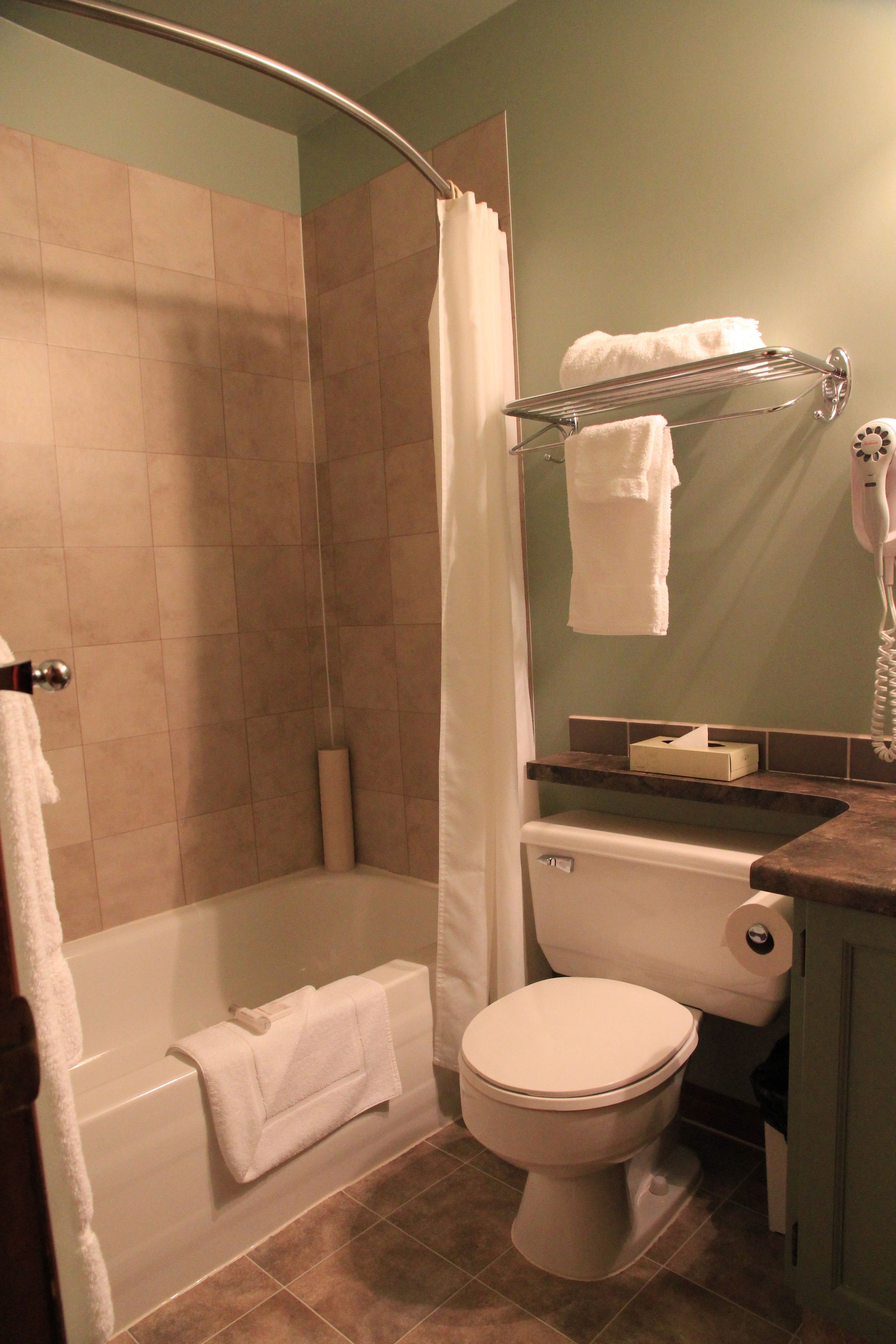 executive suite, 1 king bed (contemporary) | bathroom | combined shower/bathtub, free toiletries, hair dryer, towels