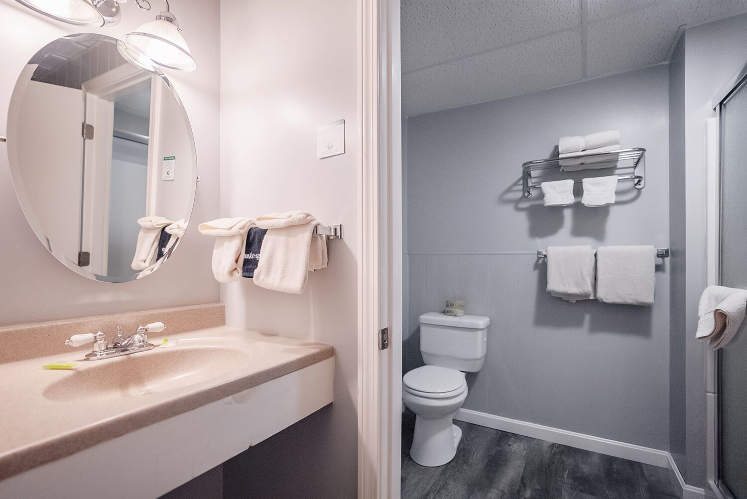 king room 101 park view (ground floor) | bathroom | hair dryer, towels, soap, shampoo