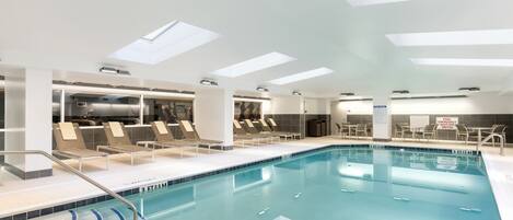 Indoor pool, open 6:00 AM to 10:00 PM, sun loungers
