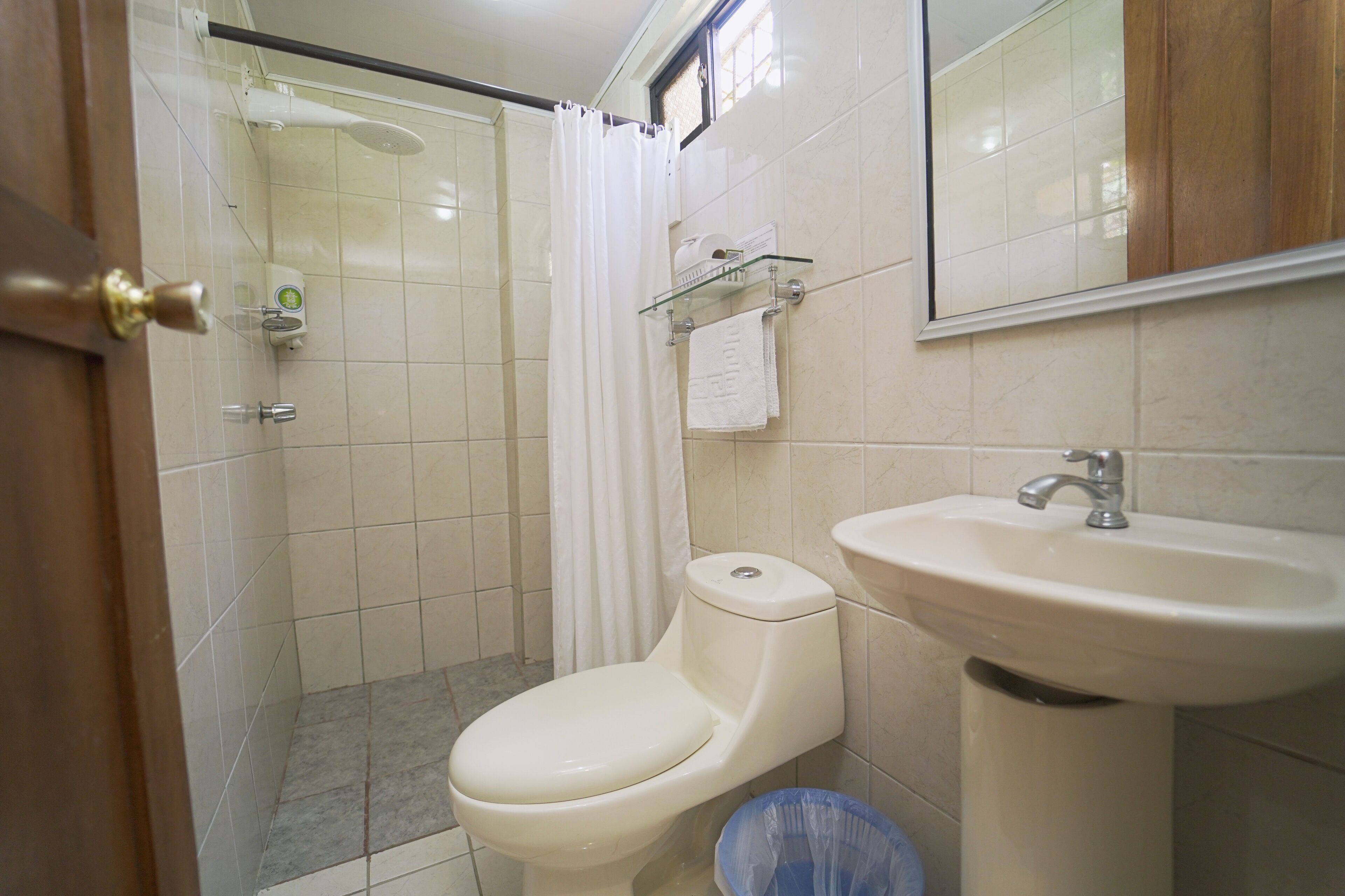triple room | bathroom | shower, hair dryer, towels