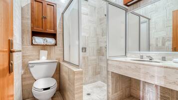 Standard Double Room, 2 Double Beds | Bathroom | Shower, towels, soap, shampoo