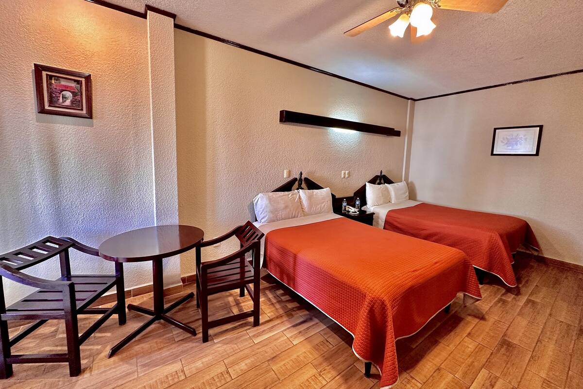 Desk, free WiFi, bed sheets