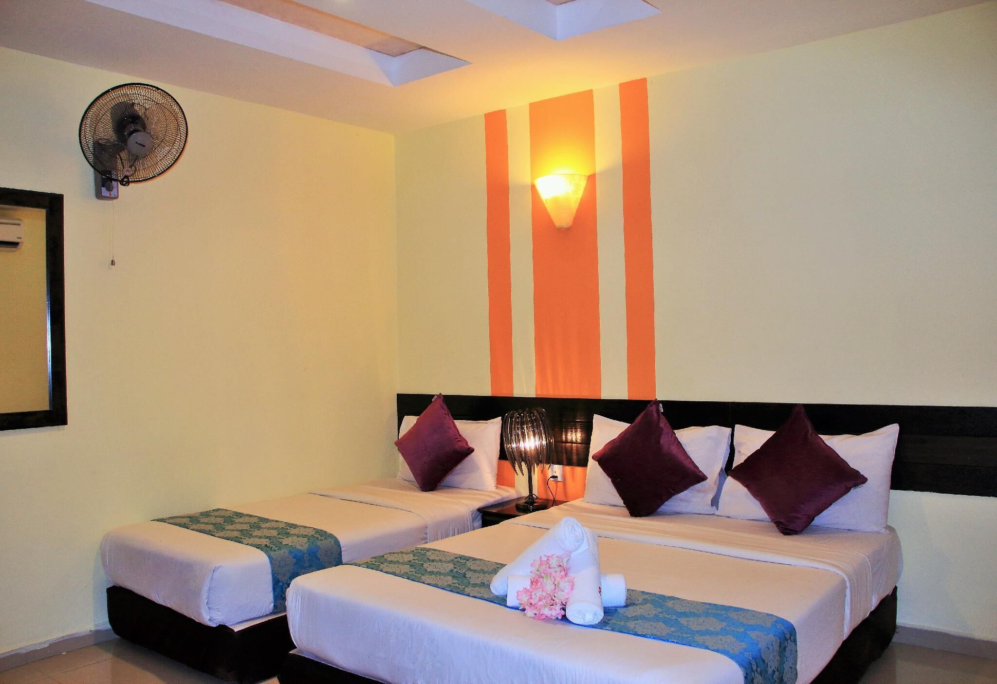 Desk, free WiFi, bed sheets