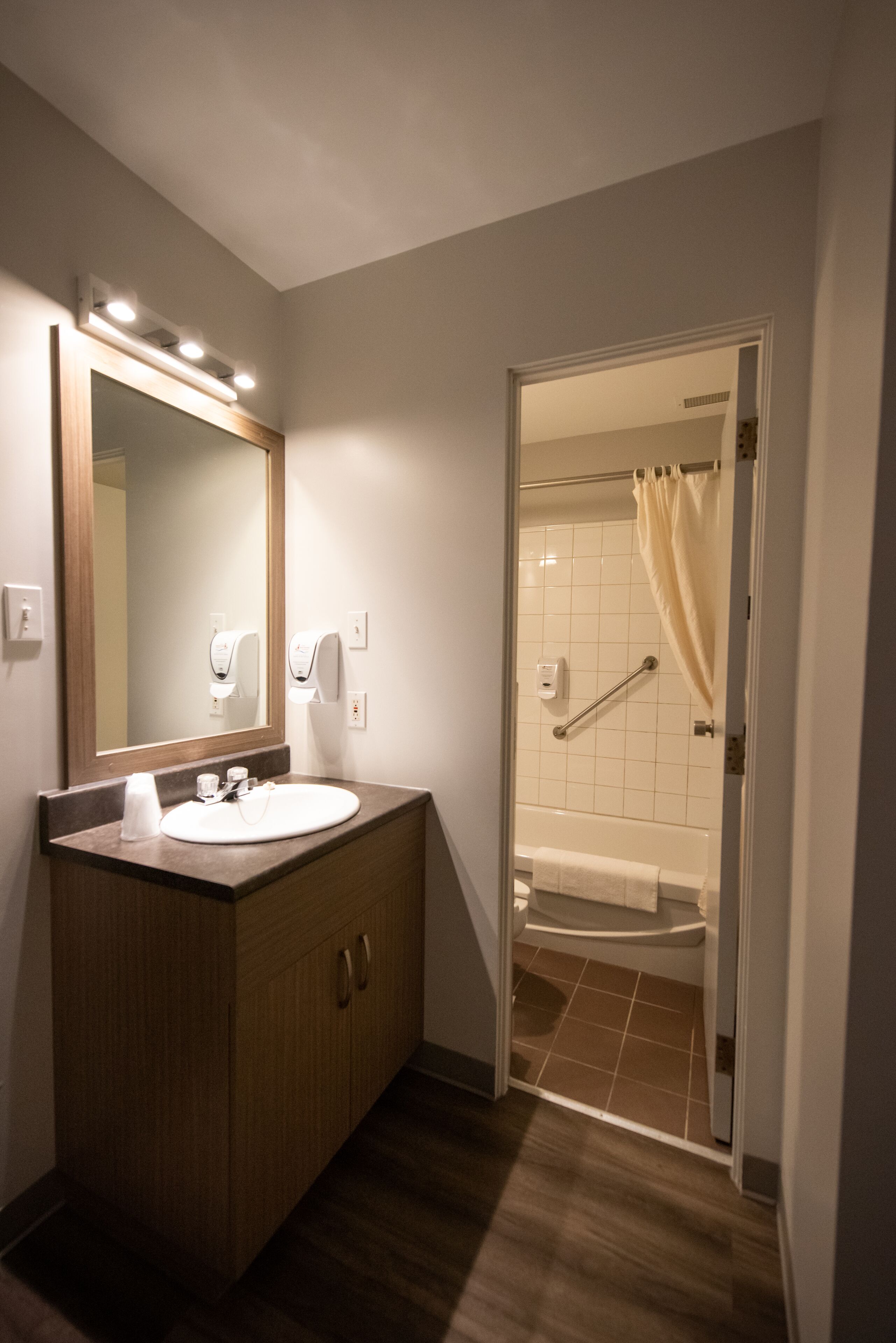 free toiletries, hair dryer, towels