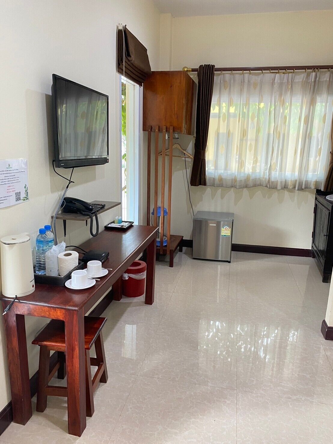 bungalow double bed | television