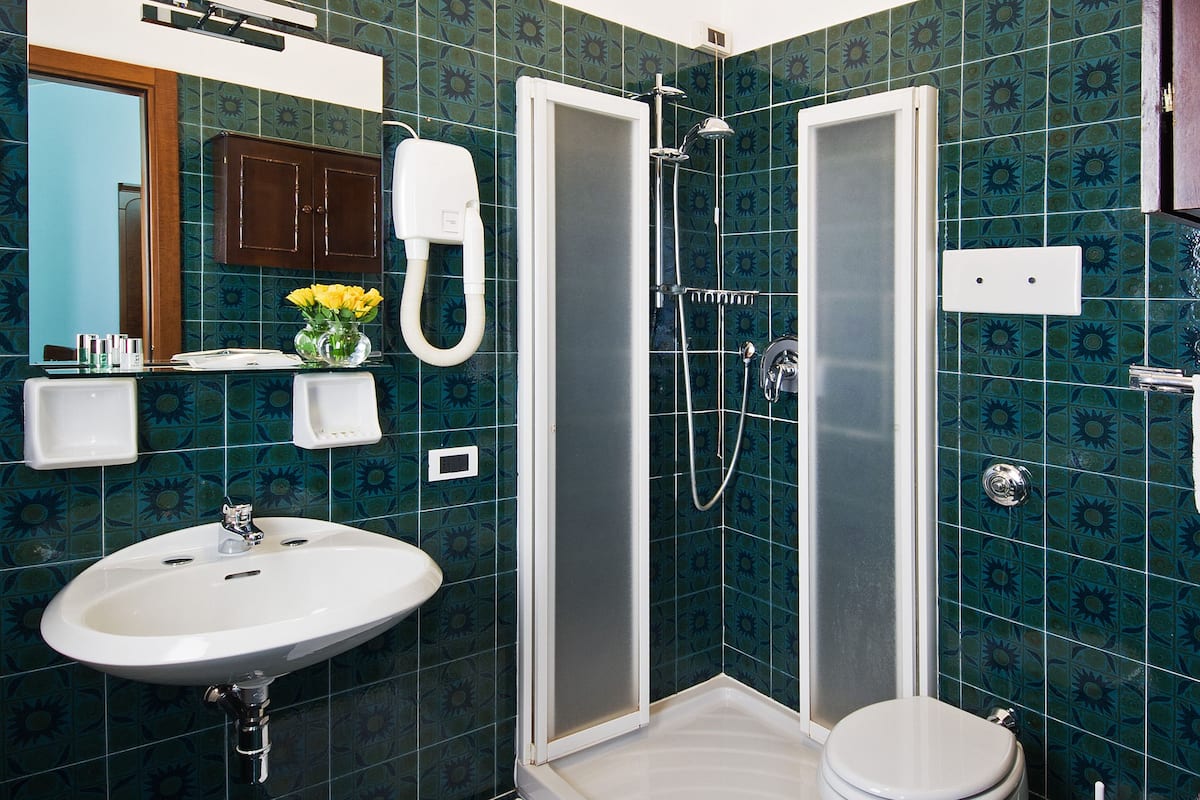 single room | bathroom | combined shower/bathtub, free toiletries, hair dryer, bidet