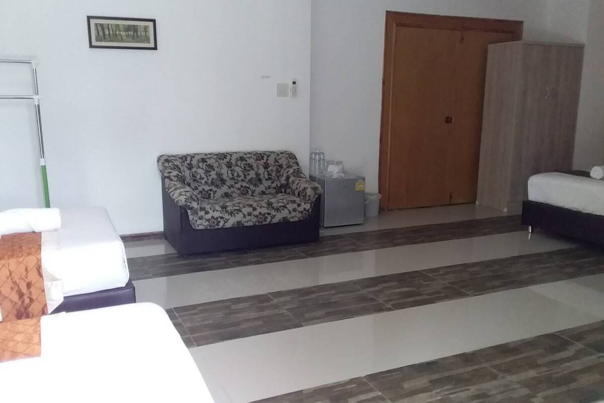 family room 4 single bed | blackout curtains, free wifi, bed sheets