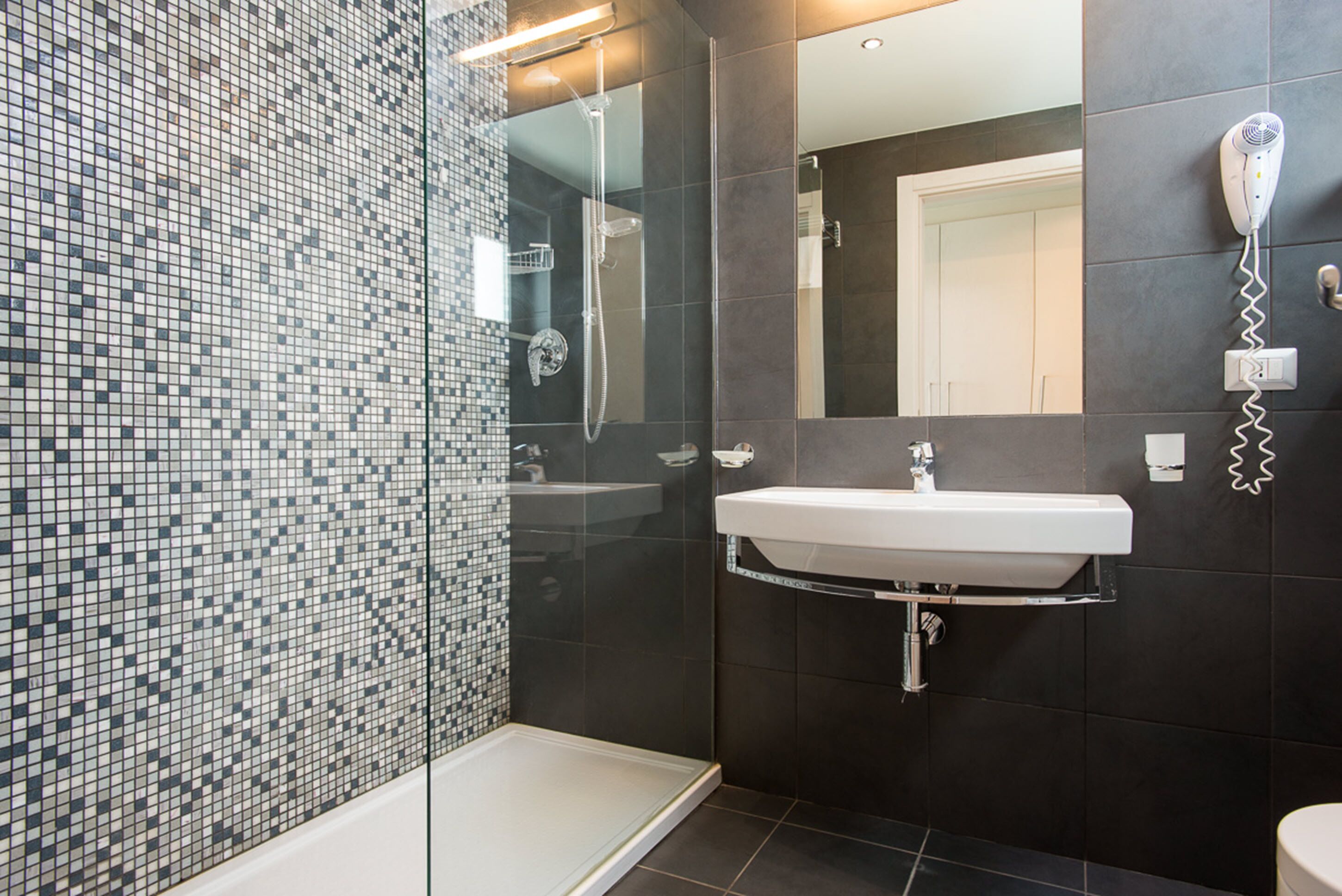 shower, free toiletries, hair dryer, bidet