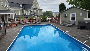 Outdoor pool, open 10:00 AM to 9:00 PM, sun loungers