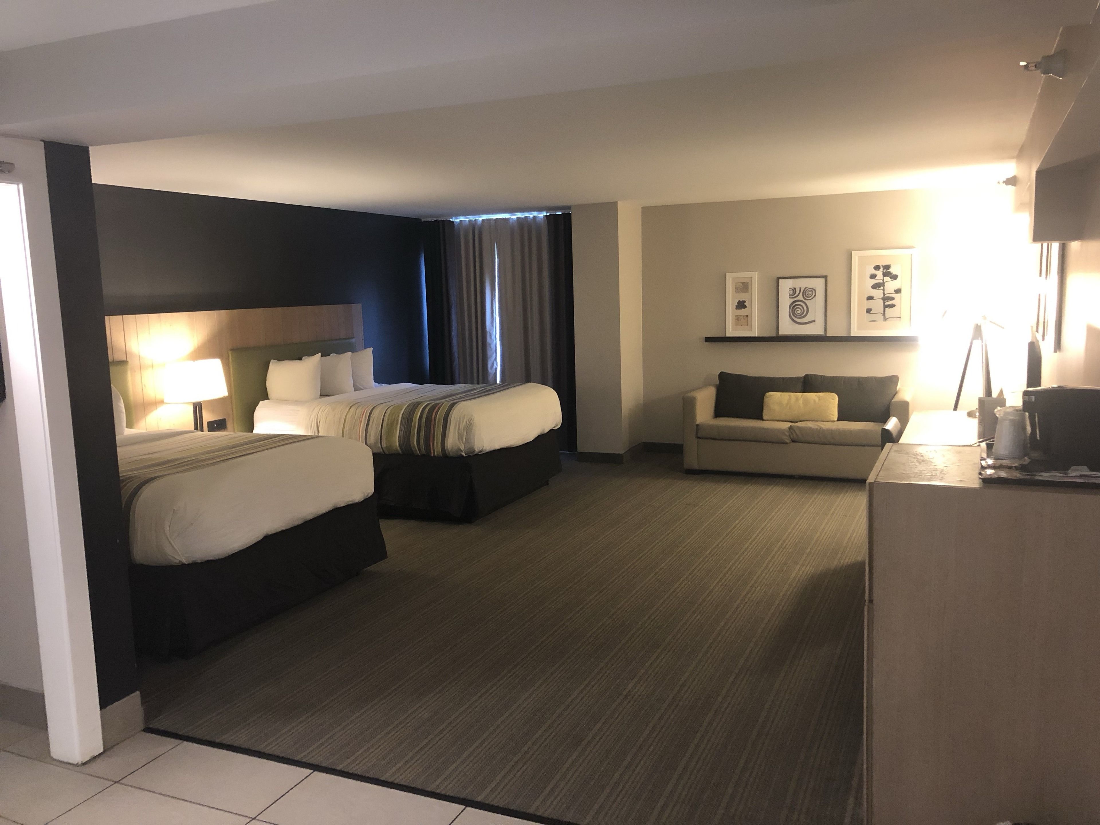 studio suite, 2 queen beds and sofa-bed, non-smoking | 1 bedroom, premium bedding, desk, iron/ironing board