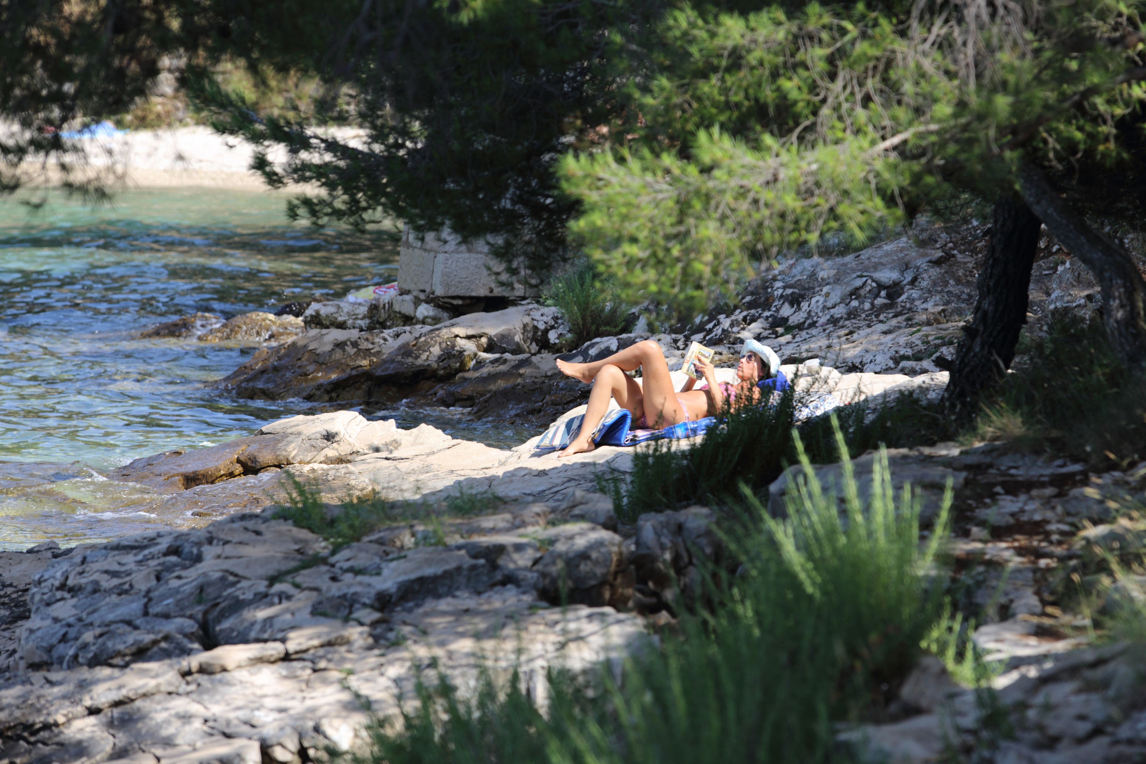 on the beach, scuba diving