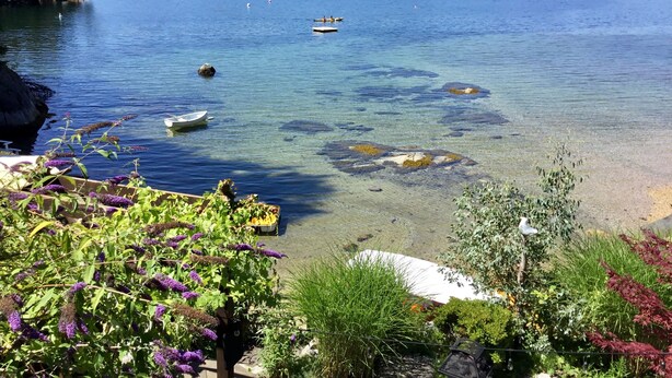 A calm lake with clear water, boats, and surrounding greenery. - The Tuwanek Hotel and Spa (Sechelt)