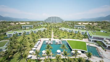 2 outdoor pools, open 6:00 AM to 6:00 PM, pool umbrellas