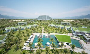 2 outdoor pools, open 6:00 AM to 6:00 PM, pool umbrellas