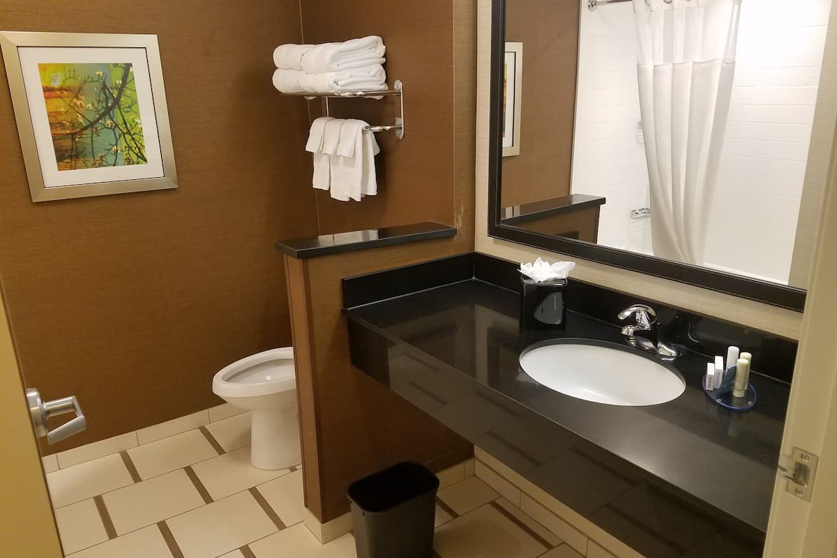 room, 2 queen beds, non smoking | bathroom | free toiletries, hair dryer, towels