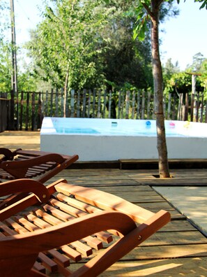 Outdoor pool, pool loungers