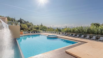 2 outdoor pools, open 9:00 AM to 7:00 PM, pool umbrellas, sun loungers