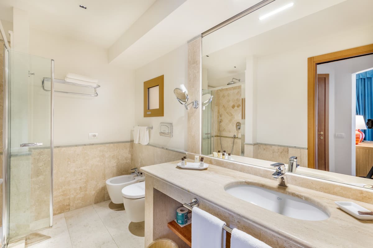 shower, free toiletries, hair dryer, bathrobes