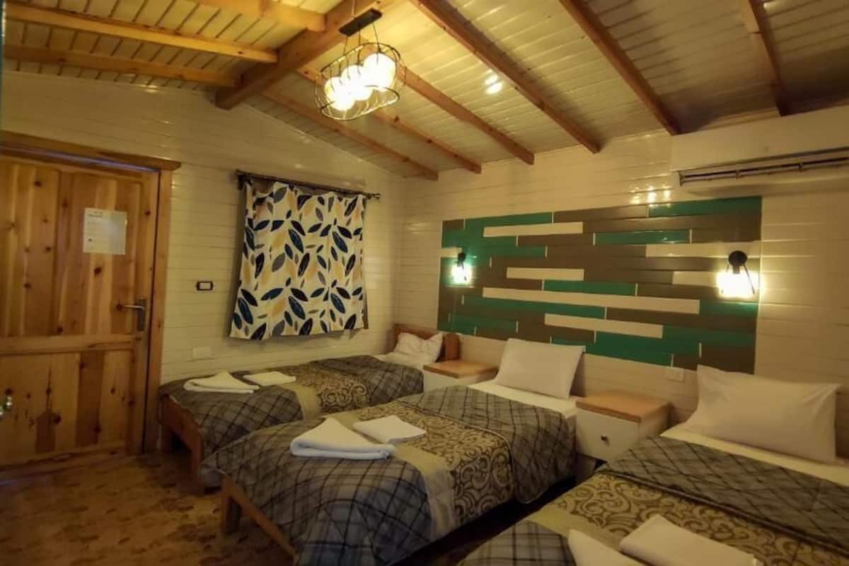 Bungalow, 3 camas individuales, vistas al jardín | Caja fuerte, wifi gratis, ropa de cama