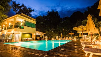 Outdoor pool, open 8:30 AM to 7:00 PM, sun loungers
