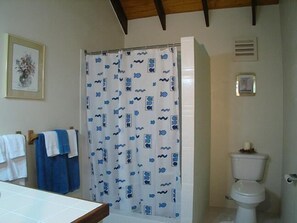 Room, 1 Double Bed | Bathroom | Shower, hair dryer, towels - Casabella Bed and Breakfast (St. George's)