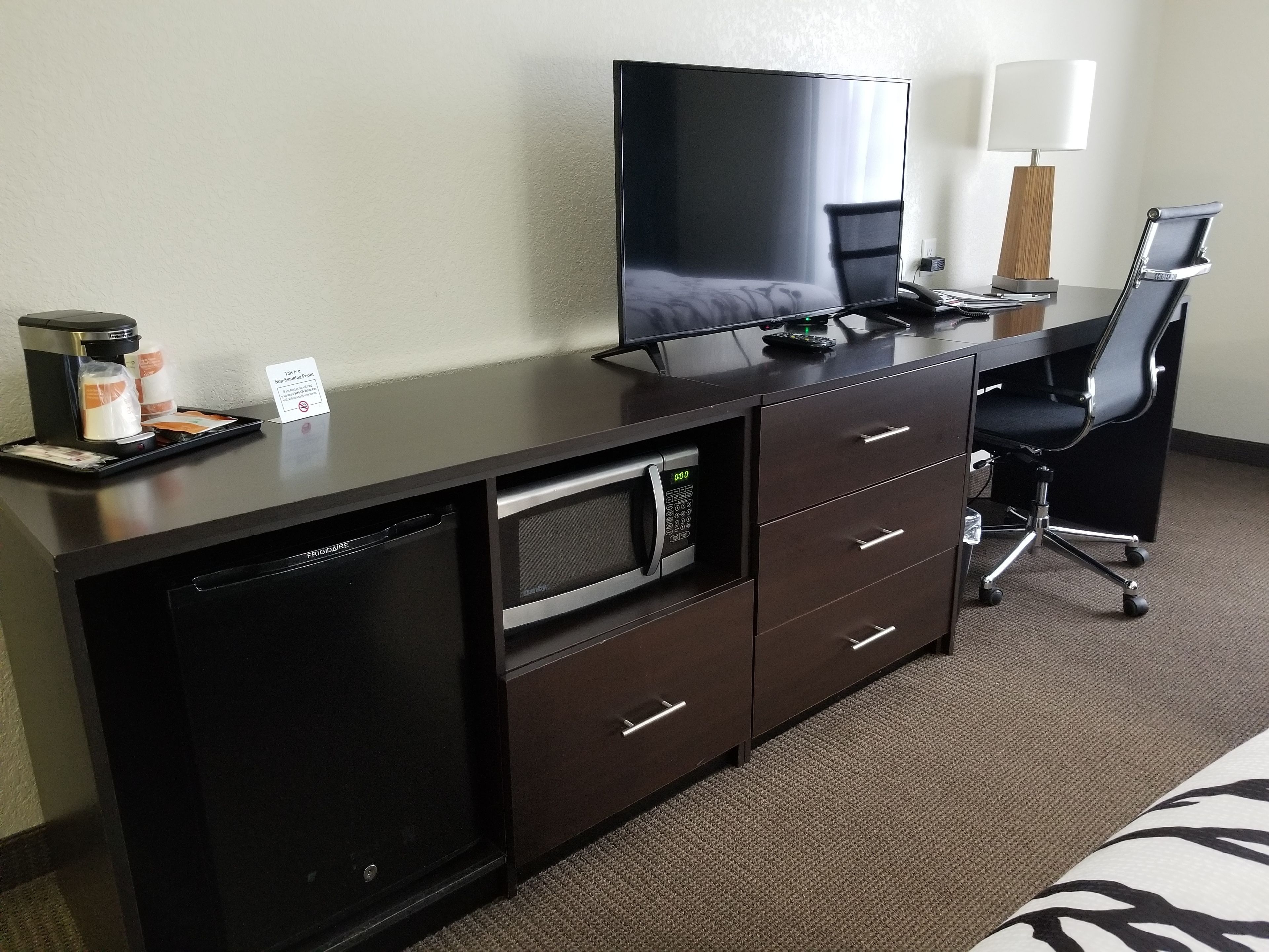 desk, blackout curtains, iron/ironing board, free wifi