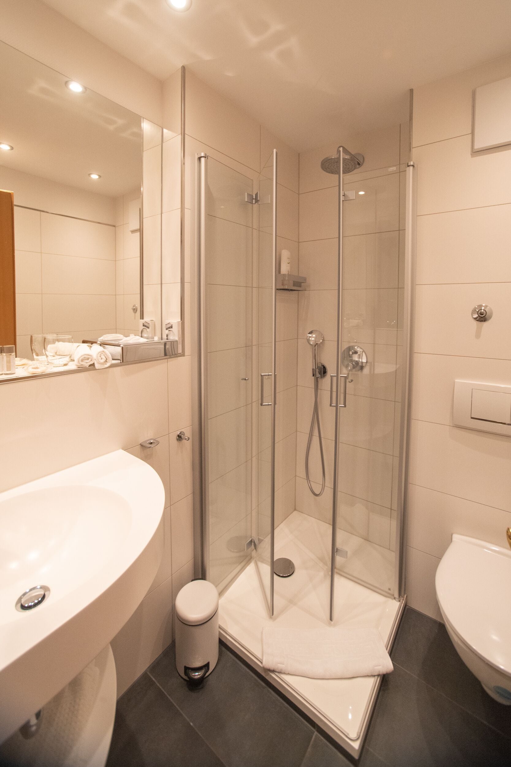 free toiletries, hair dryer, slippers, towels