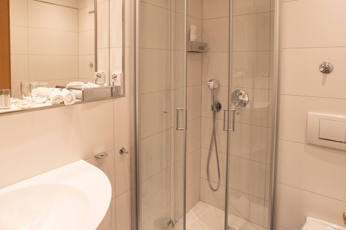 free toiletries, hair dryer, slippers, towels