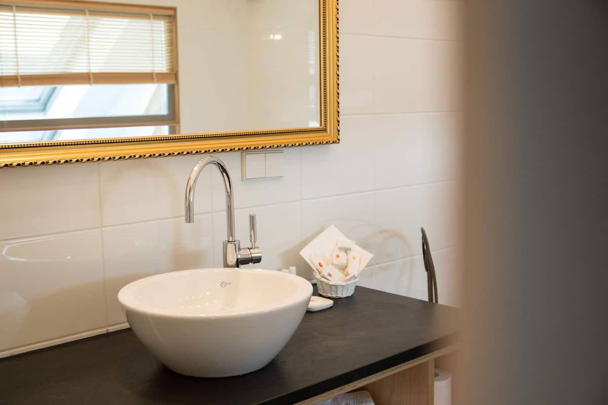 free toiletries, hair dryer, slippers, towels